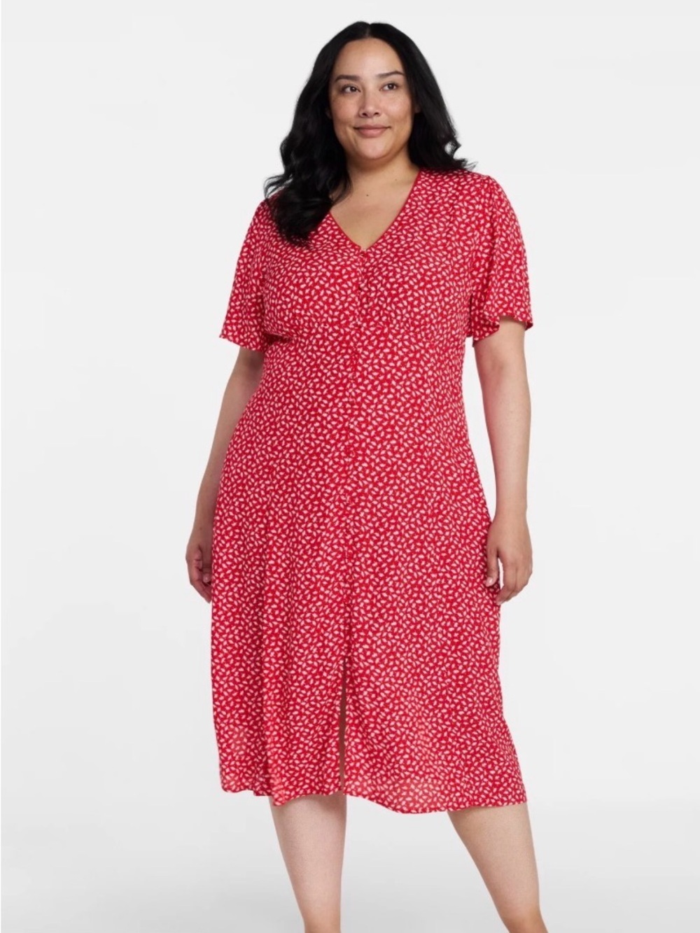 Time and Tru Red Maxi Dress with White Heart Print XXL (20) nwot